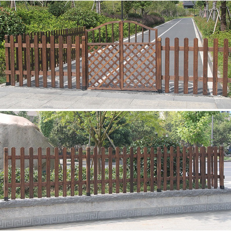 Yt精品 新款熱賣 院子裝飾碳化木柵欄圍欄實木菜園籬笆戶外花園圍牆護欄室外木欄柵 蝦皮購物