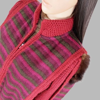 日本衣料 極特殊造型 橫條紋 毛毛 立體織紋 多細節 毛料 毛衣外套 古著毛衣 復古毛衣 Vintage