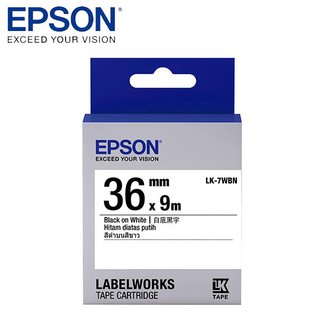 【限量】EPSON LK-7WBN C53S657401標籤帶(一般36mm )白底黑字