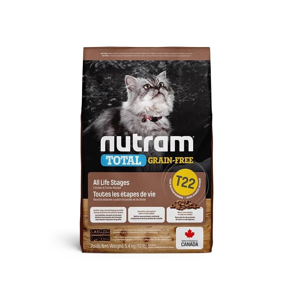 Nutram 紐頓  T22 / T24 / S5   無榖全能系列 熟齡貓系列 5.4KG