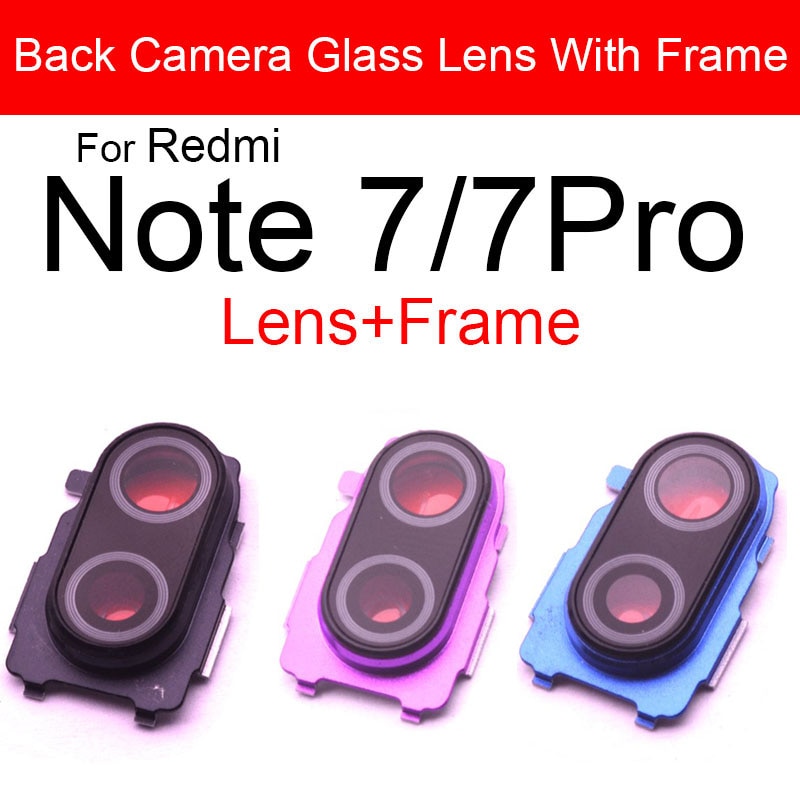 XIAOMI REDMI 小米紅米 Note 7 7 Pro 後置攝像頭鏡頭玻璃蓋主大攝像頭蓋框 + 貼紙更換維修零件