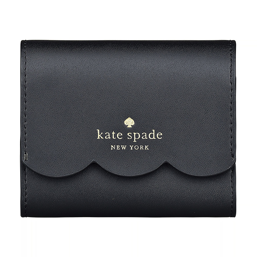 Kate Spade GEMMA金字壓印LOGO小牛皮4卡釦式短夾(小/黑)