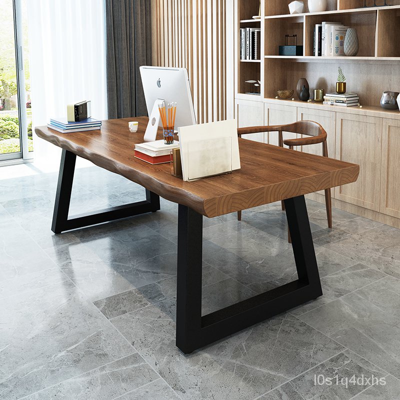 【優品工藝 | 辦公桌】美式工業風桌子 | 實木辦公桌 | 寫字桌 | 簡約現代臺式長桌 電腦桌 書桌