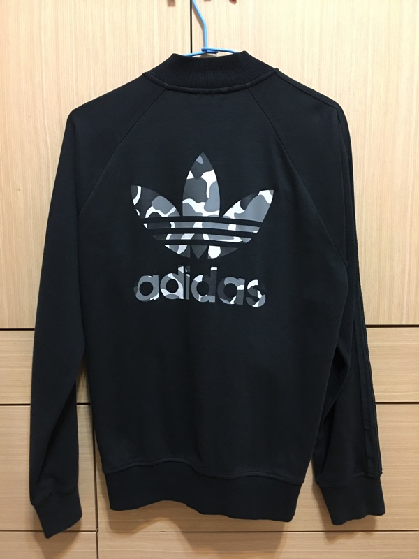 Adidas Original Sweatshirt 迷彩色塊拼接三線三葉草運動外套黑DN8035 | 蝦皮購物