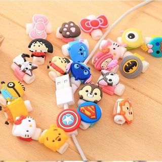 卡通 USB 充電器電纜繞線器保護器相容 iPhone USB 電纜充電器保護器手機支架電纜繞線器蓋適用於 iPhone