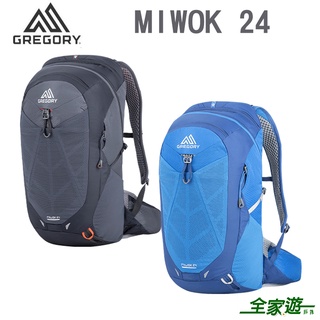 【GREGORY 美國】男款 24L MIWOK 多功能登山背包 碳黑 射光藍 單日登山包 輕裝背包 GG111481