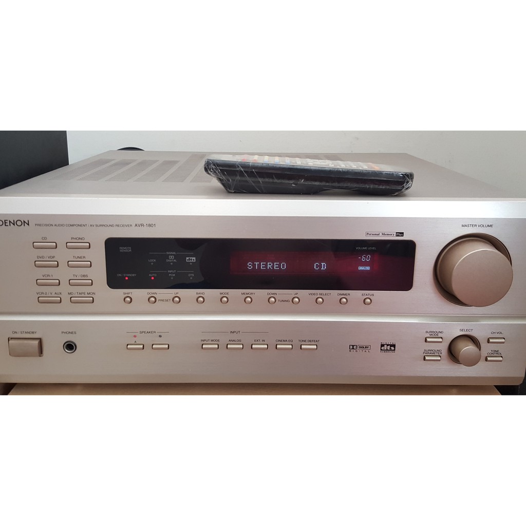 (故障品) Denon AVR-1801 環繞擴大機 5.1聲道 原廠遙控器 接黑膠唱盤 preout主聲道 耳擴參考