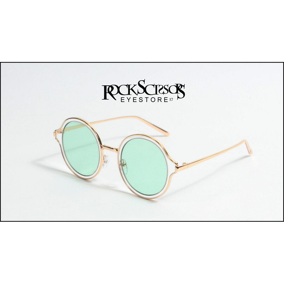 Rock scissors -《日本空運》歐美英倫街頭 90s市集 復古金邊 透明海洋鏡片圓框太陽眼鏡