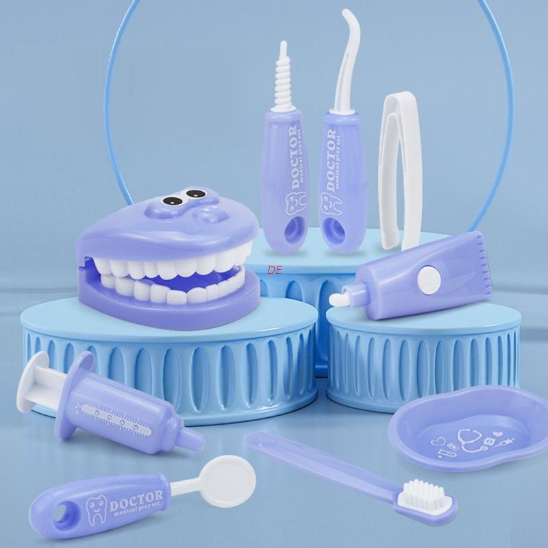 De 9 件裝假裝玩具牙醫檢查牙齒模型套裝新套件益智玩具