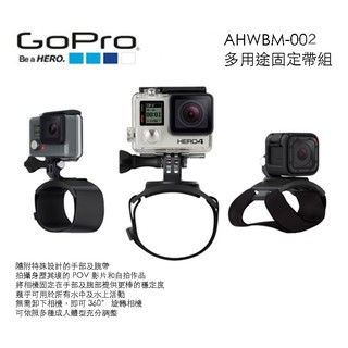 GoPro AHWBM-002 手部固定座 + 手腕帶 HERO5 4 固定綁帶 多用途固定帶 公司貨