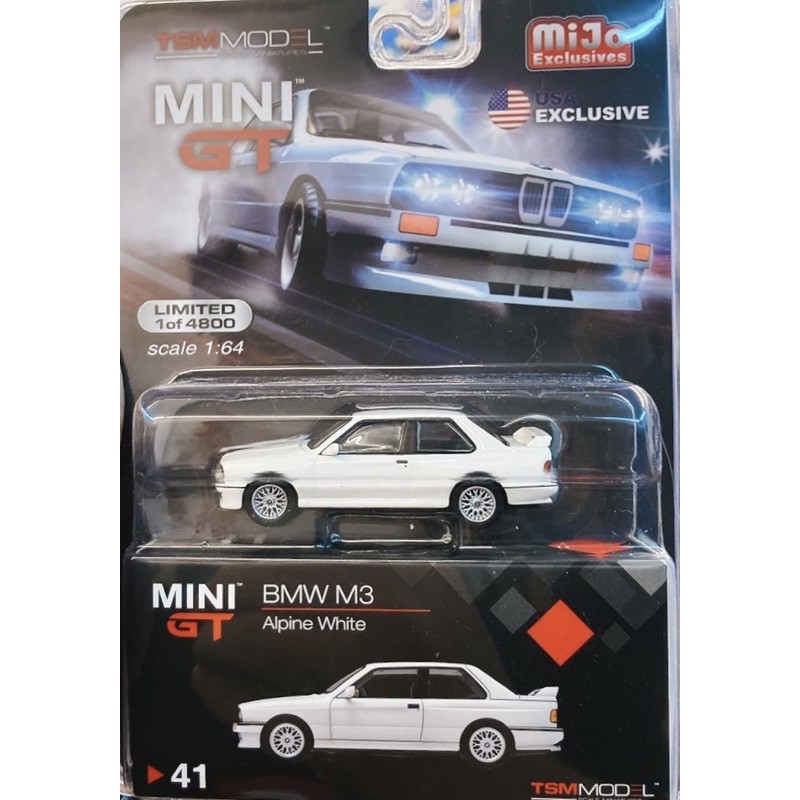 吊卡MINI GT 1/64 寶馬  BMW M3 (E30) Alpine White # 41 白色 美國 限定版