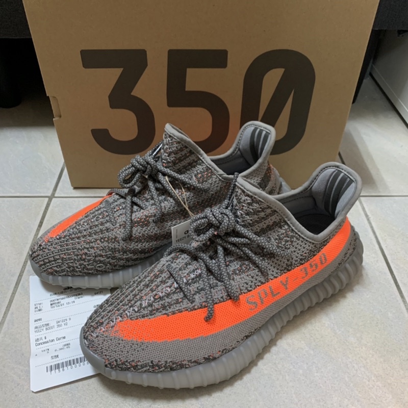 ～現貨不用等～Adidas YEEZY BOOST 350 V2 灰 橘 滿天星UK9 US9.5附購買證明