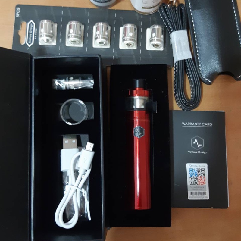 Alpha Xs One紅色霧化器機械桿送皮套 60ml 蒸汽果汁油兩罐 五個機芯 保固卡 禁煙區 蝦皮購物