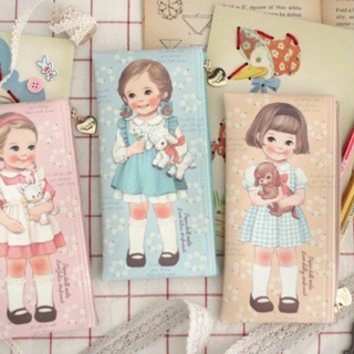 韓國購入🇰🇷 Afrocat Paper doll mate 復古可愛洋娃娃- 筆袋 / 文具收納 /化妝包
