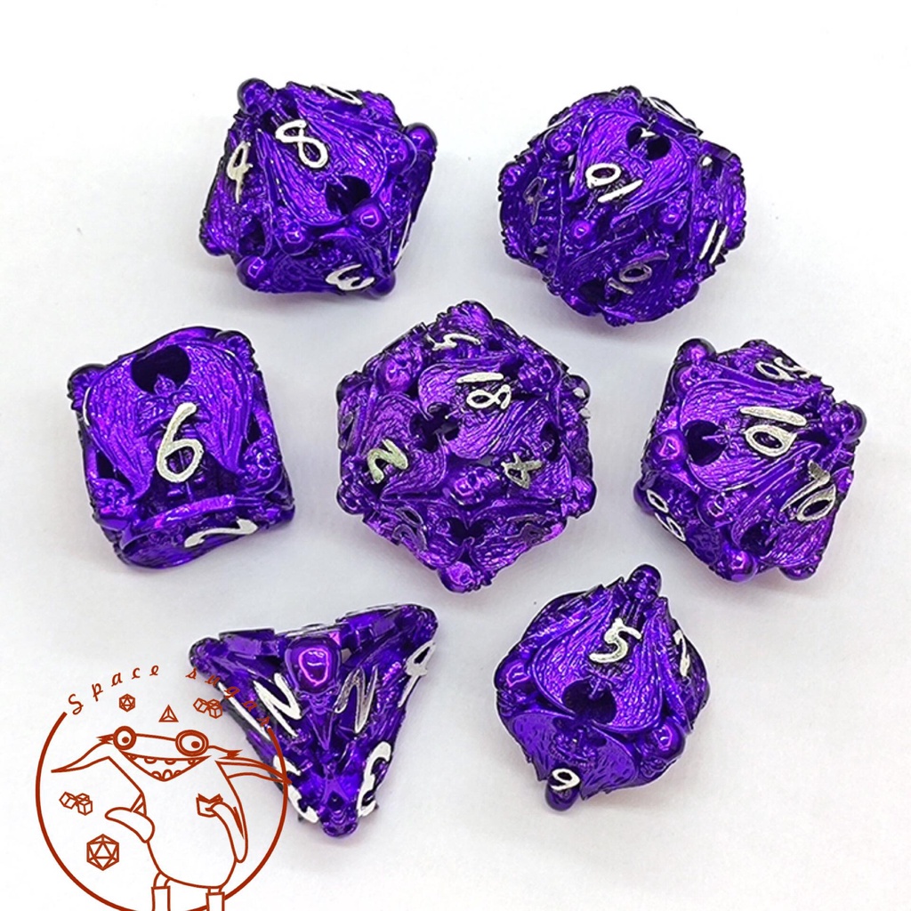 🔥超輕骰 神秘紫神聖骷魯頭限量版 金屬多面骰子  特殊10面骰 COC桌遊跑團 雙數字款 裸空 多面骰 骰子 #