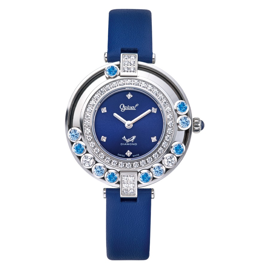 Ogival愛其華 流星系列-流光瀲灩珠寶錶-380-45DLW(藍/黑) 34mm