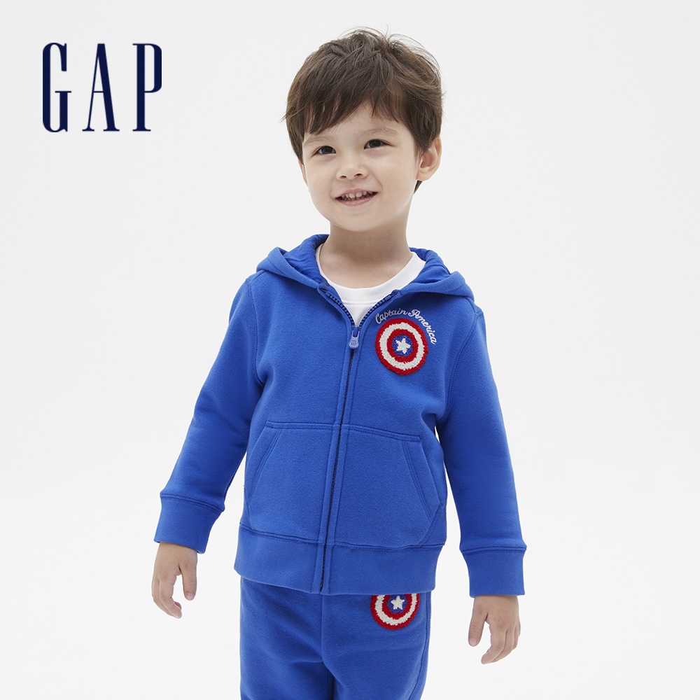 Gap 男幼童裝 Gap x Marvel漫威聯名 拉鏈連帽外套-藍色(619007)