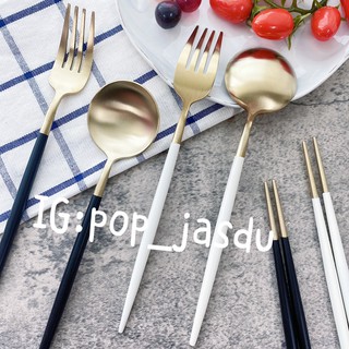 韓國大創 304不鏽鋼餐具 叉子 筷子 湯匙 餐具組 北歐風餐具