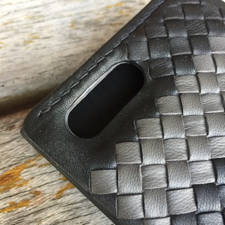 i7-i8 plus全羊皮拼色編織手機套-黑跟灰的精緻結合