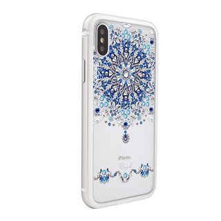 apbs iPhone Xs / iPhone X 5.8吋施華彩鑽鋁合金屬框手機殼-銀色冰雪情緣