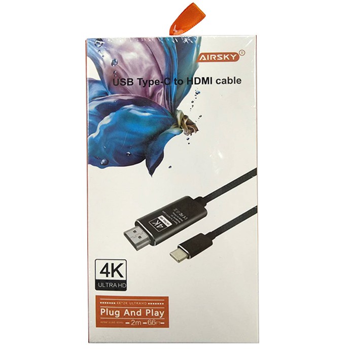 AIRSKY 4K 轉HDMI  Cable 2米同屏線 蘋果/TYPE-C專用 隨插即用 手機轉電視線投影