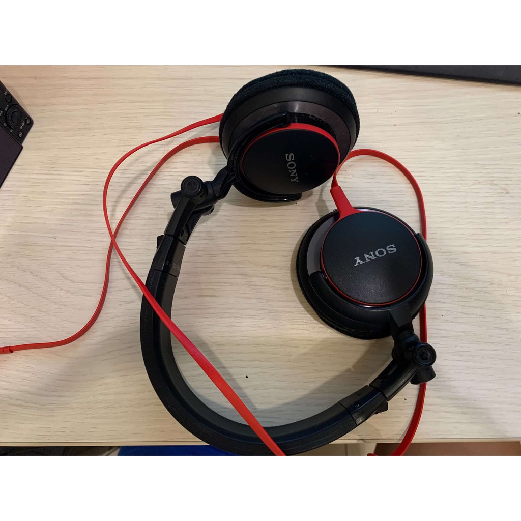 SONY MDR-V55 DJ耳罩式立體聲折疊耳機 頭戴式耳機 紅 二手