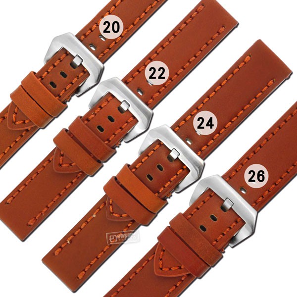 Watchband / 各品牌通用 百搭款 經典復刻 厚實柔軟 加厚牛皮錶帶 咖啡橘