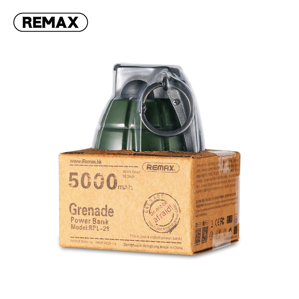 【現貨】REMAX 手雷行動電源 5000mAH 手榴彈行動電源 RPL-28 行動電源 造型行動電源