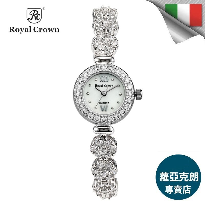 蘿亞克朗 Royal Crown 日本機芯5266B 金色華貴氣質鑲鑽 手錶 金屬鑲鑽鏈帶  歐洲 義大利品牌精品 女錶