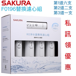 【SAKURA 櫻花】RO淨水器專用兩年份濾心組F0196【適用P0231｜台灣公司貨｜F01961】