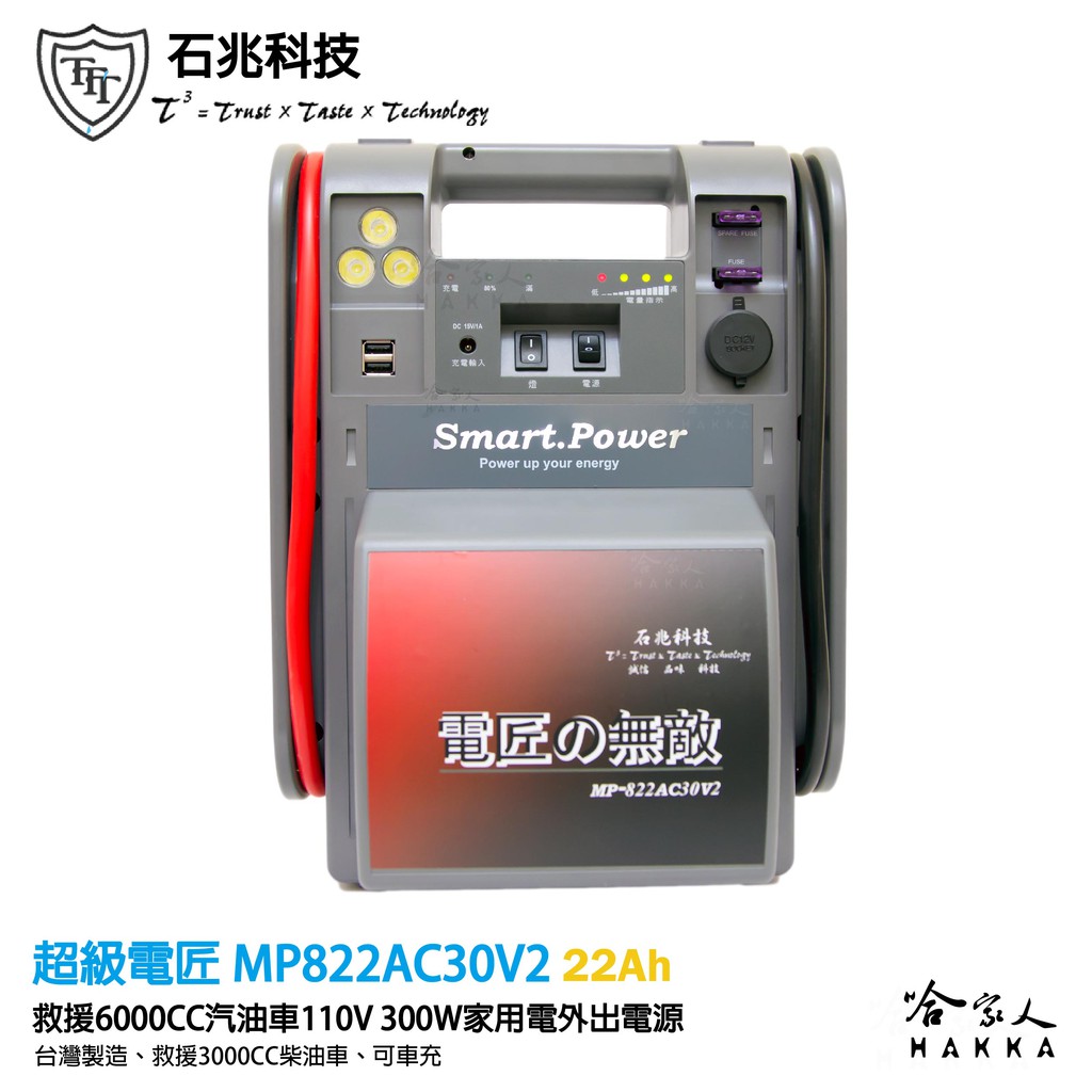 石兆科技 超級電匠 MP822AC30 V3 救車 戶外電力 12V 110V 300W 輸出 電霸 露營電源 哈家人