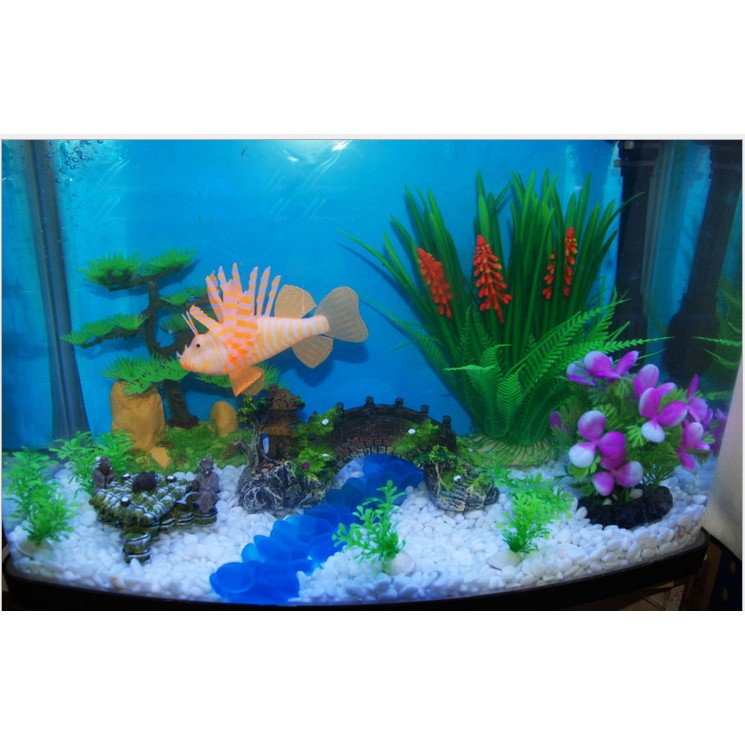 小花 魚缸水族箱造景假山假橋造景裝潢套餐金魚缸裝潢模擬橋假山石 蝦皮購物