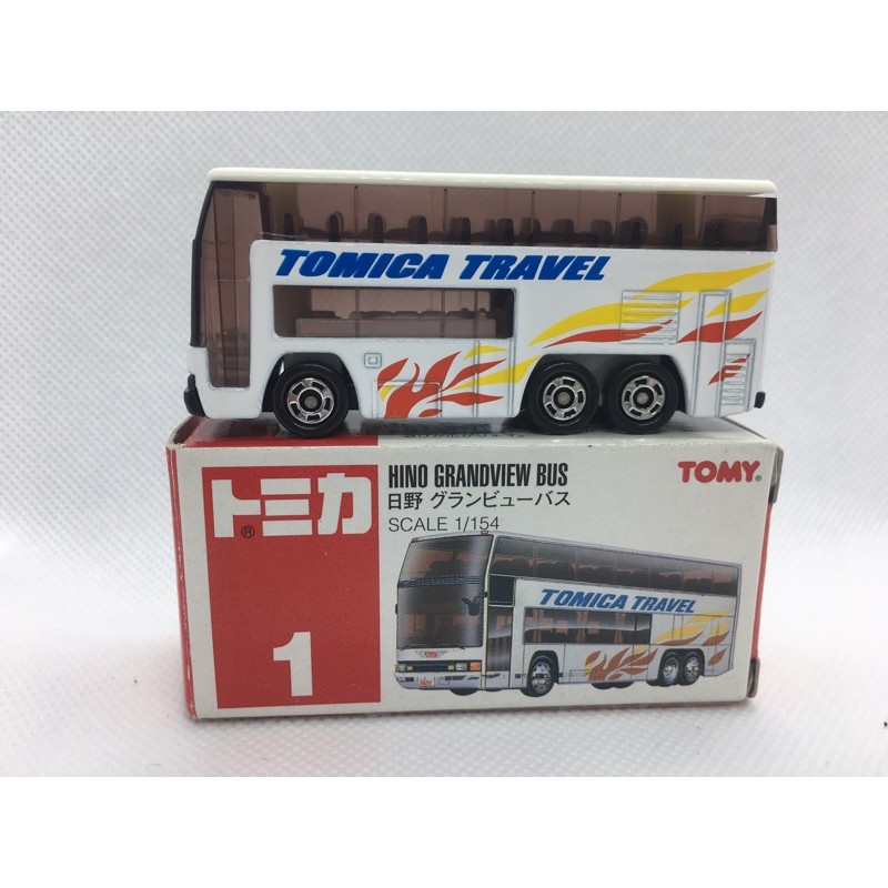 [FuFu日貨]Tomica 絕版 紅標  No.1 HINO GRANDVIEW BUS Tomica Travel