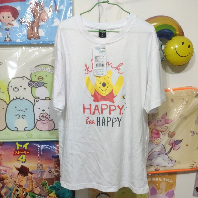 野獸國 正版 授權 小熊維尼 迪士尼 快樂 HAPPY 維尼 零碼 成人 小熊維尼 短袖 上衣 圓領 T恤 衣服