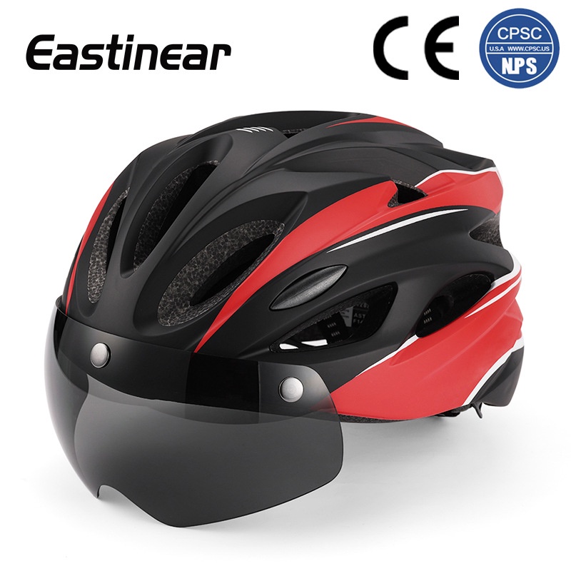 新款Eastinear磁吸式風鏡自行車頭盔越野 安全帽公路山地車騎行頭盔 安全帽 腳踏車安全帽 騎行裝備 腳踏車安全帽