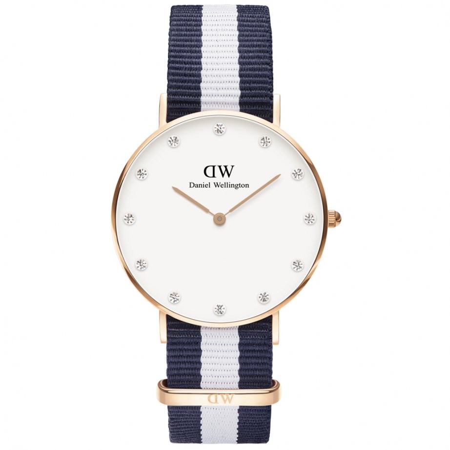 Dw Daniel Wellington Winchester 亮麗休閒女錶玫瑰金框x藍白帶34mm 0953dw 蝦皮購物