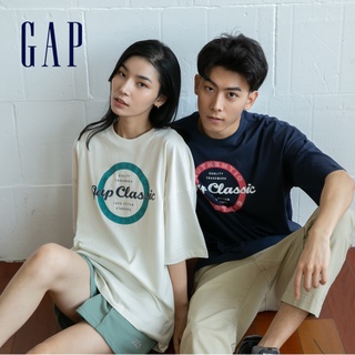Gap 男女同款 Logo純棉寬鬆短袖T恤 厚磅密織親膚系列-多色可選(858370)