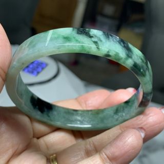 翡翠玉鐲花青翡翠角鐲冰種手鐲18.5圍
