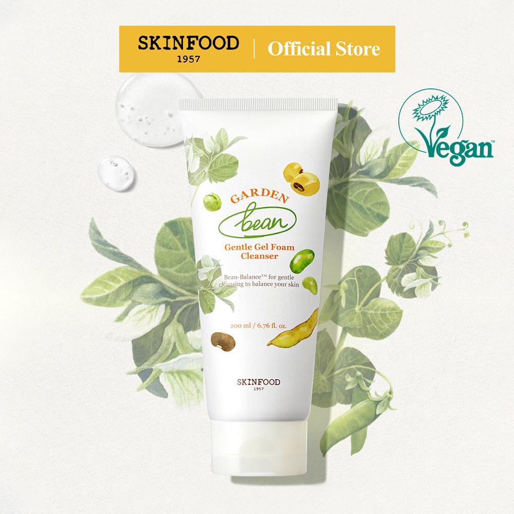 [SKINFOOD] 純素花園豆溫和凝膠泡沫潔面乳 200ml / Garden Bean Gel Cleanser