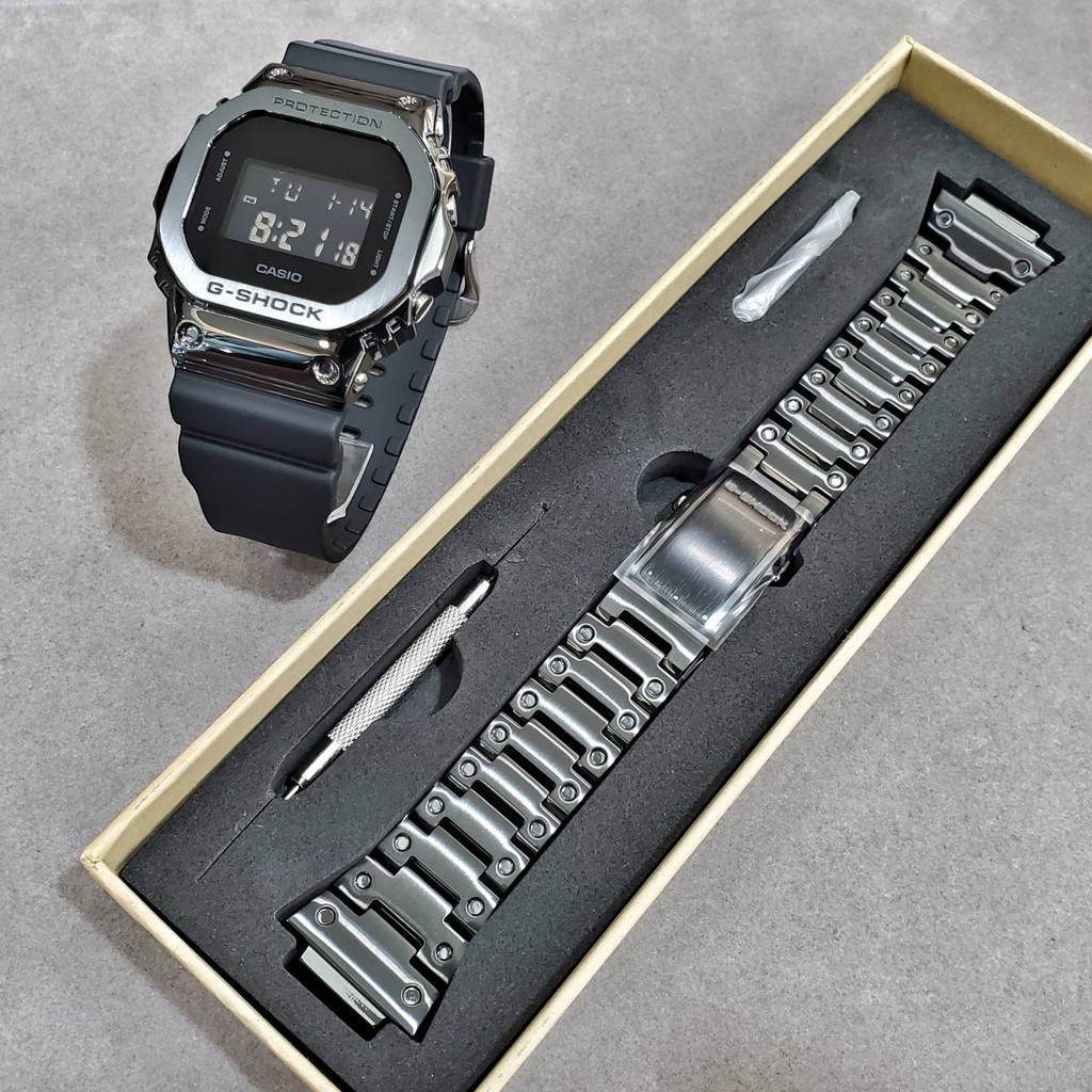 G Shock改裝品gm 5600系列 不鏽鋼套件 可把橡膠錶帶款升級成gmw B5000金屬款 蝦皮購物
