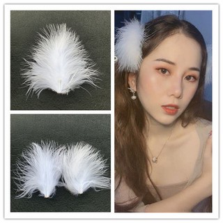 現貨在臺 貓熊繽雰 百老匯歐美誇張舞會韓式新娘羽毛髮夾羅莉塔新娘羽毛頭飾白色羽毛主播頭飾芭蕾舞小天鵝舞臺演出婚紗攝影髮飾