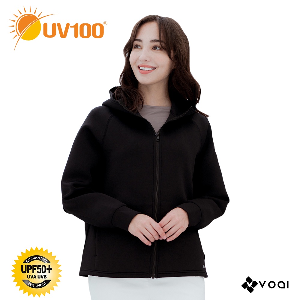 【UV100】 防曬 抗UV-輕暖太空棉連帽外套-女(AA21095) VOAI