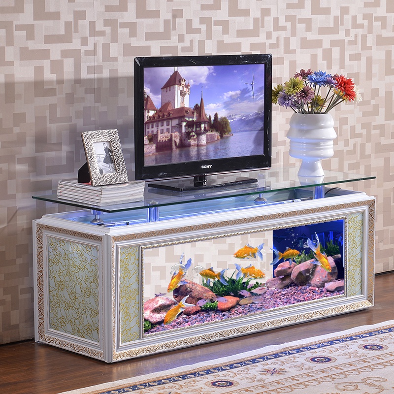 【hi612520412】長方形魚缸客廳大型2米3米電視柜家用免換水族箱玻璃落地定制超白