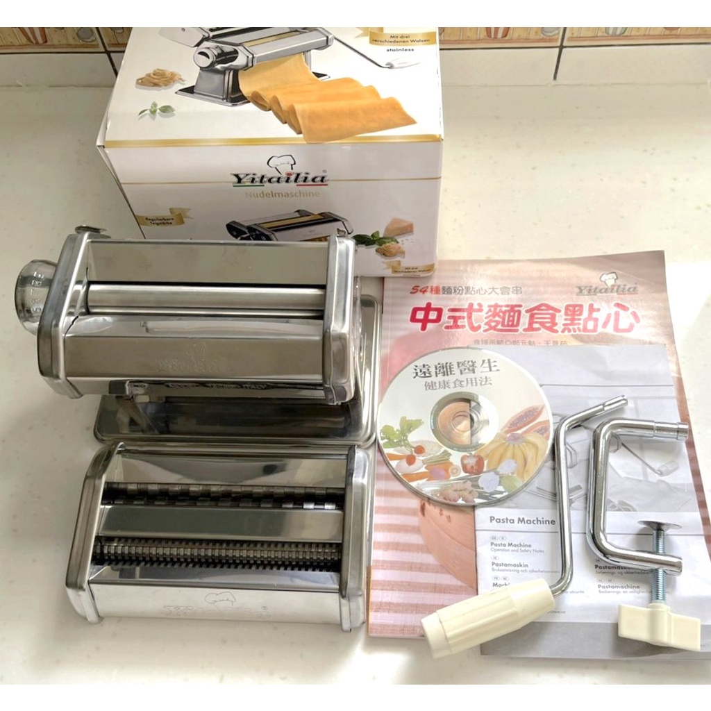 （Vip保留）義大利 Yitailia 桌上型 手動 不鏽鋼製麵機 壓麵機 高纖麵食調理機 DIY健康衛生