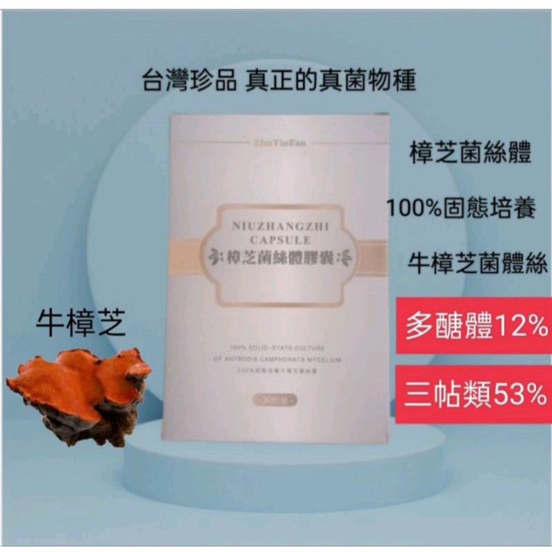 台灣牛樟芝菌絲體膠囊30顆 多醣體12% 三帖類53%