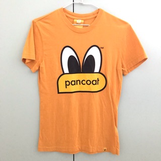 ［韓國正品］Pancoat膠印大眼睛logo短袖圓領橘黃色上衣