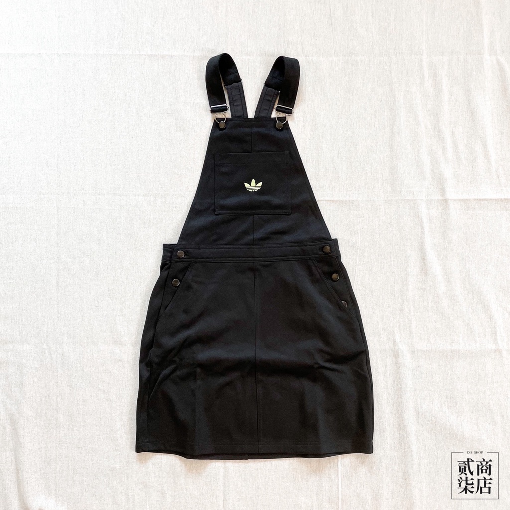 貳柒商店) adidas Dungaree Dress 女款 黑色 三葉草 吊帶裙 洋裝 裙子 可調式 HB9458