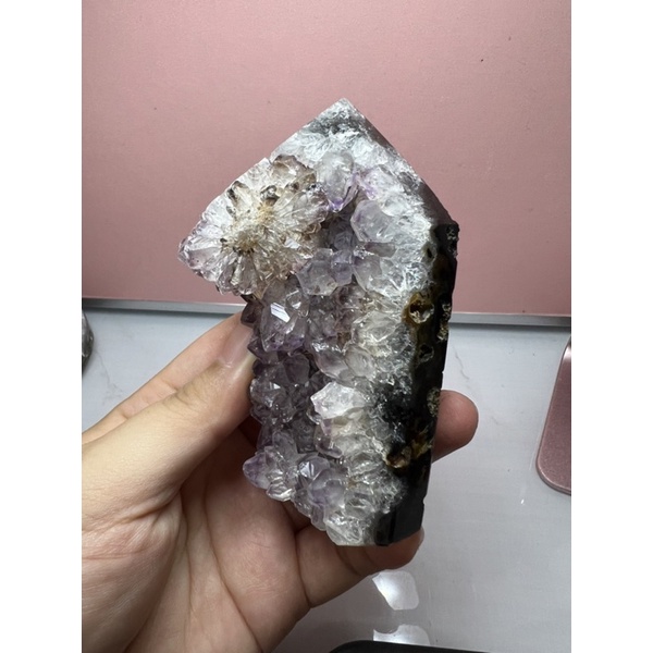 紫水晶 白水晶 水晶原礦 晶花 可用消磁 改善磁場 辦公室招財 小物 擺件
