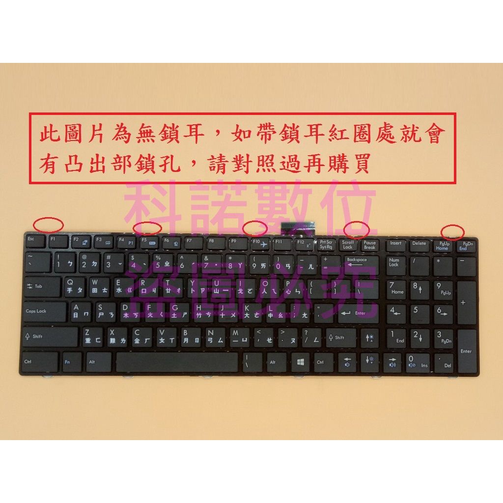 科諾-筆電中文鍵盤 適用微星 GE70 GT60 GX60 GX70 GE60 #KB035