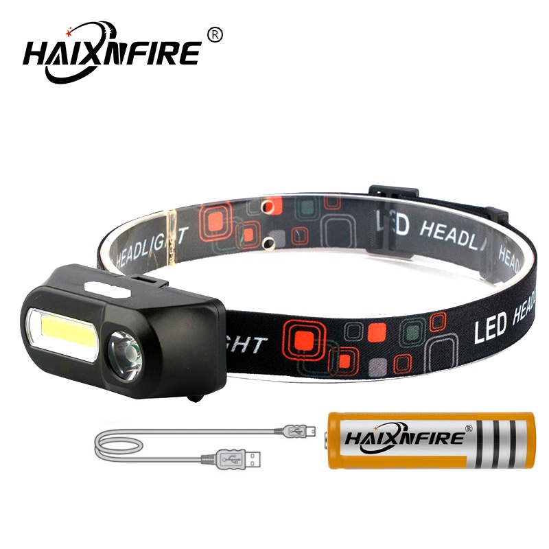 Haixnfire HP40 Q5+cob LED 便攜式迷你頭燈 強光手電 USB充電工作燈汽修燈18650